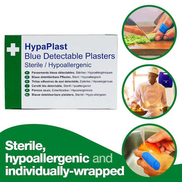 HypaPlast Blue Metal Detectable Plasters, Assorted (Pack of 100) - Image 2