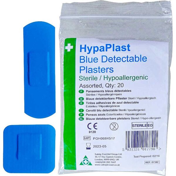 HypaPlast Blue Catering  Plasters, Assorted (Pack of 20)