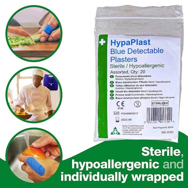 HypaPlast Blue Catering  Plasters, Assorted (Pack of 20) - Image 2