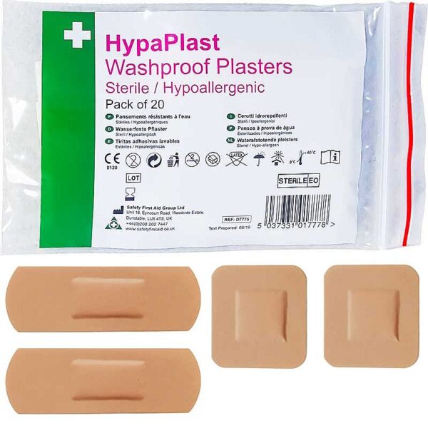 HypaPlast Pink Washproof Plasters, Assorted (Pack of 20)