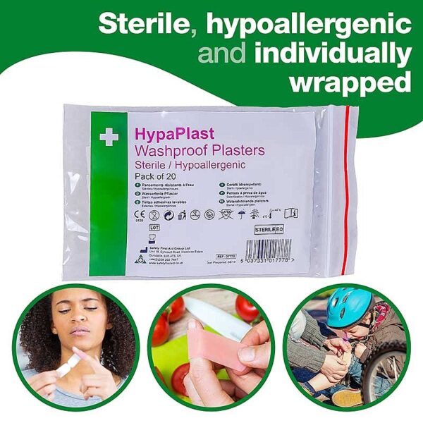 HypaPlast Pink Washproof Plasters, Assorted (Pack of 20) - Image 3
