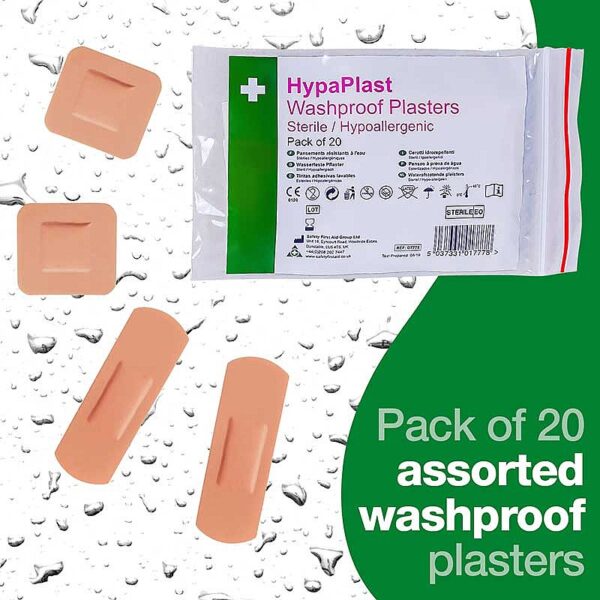HypaPlast Pink Washproof Plasters, Assorted (Pack of 20) - Image 2