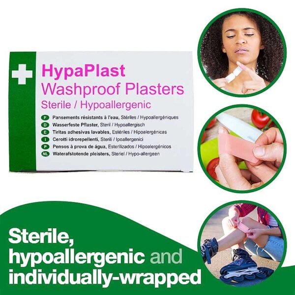 HypaPlast Pink Washproof Plasters, Assorted (Pack of 100) - Image 2