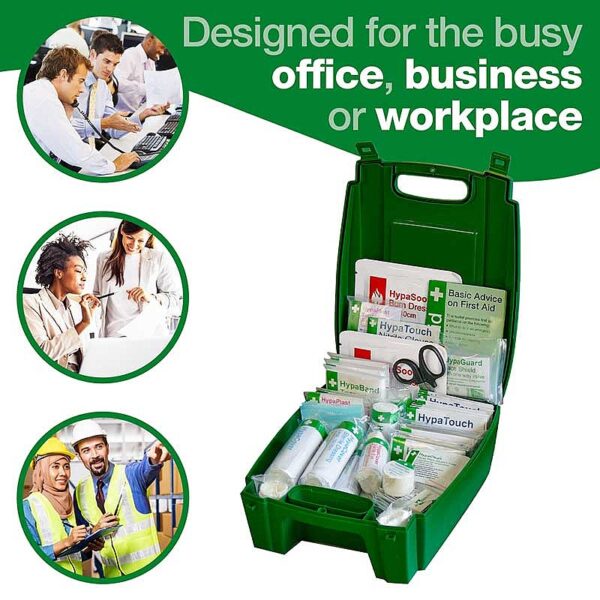 Evolution British Standard Compliant Workplace First Aid Kit in Green Case (Medium) - Image 2