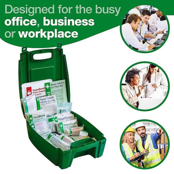 Evolution British Standard Compliant Workplace First Aid Kit in Green Case (Small) - Image 2