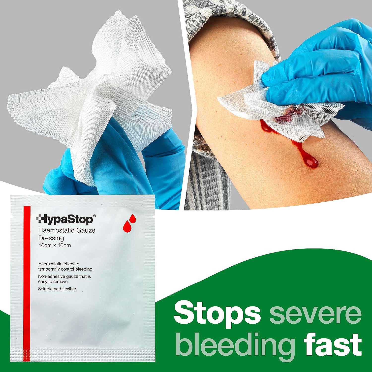 HypaStop Haemostatic Gauze, 10cm x 10cm (Pack of 5) - Image 2