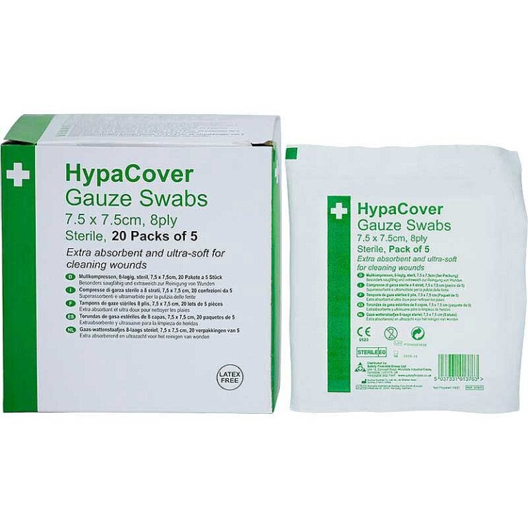 GAUZE SWABS STER. 7.5x7.5cm (PACK OF 20 X 5 pcs)